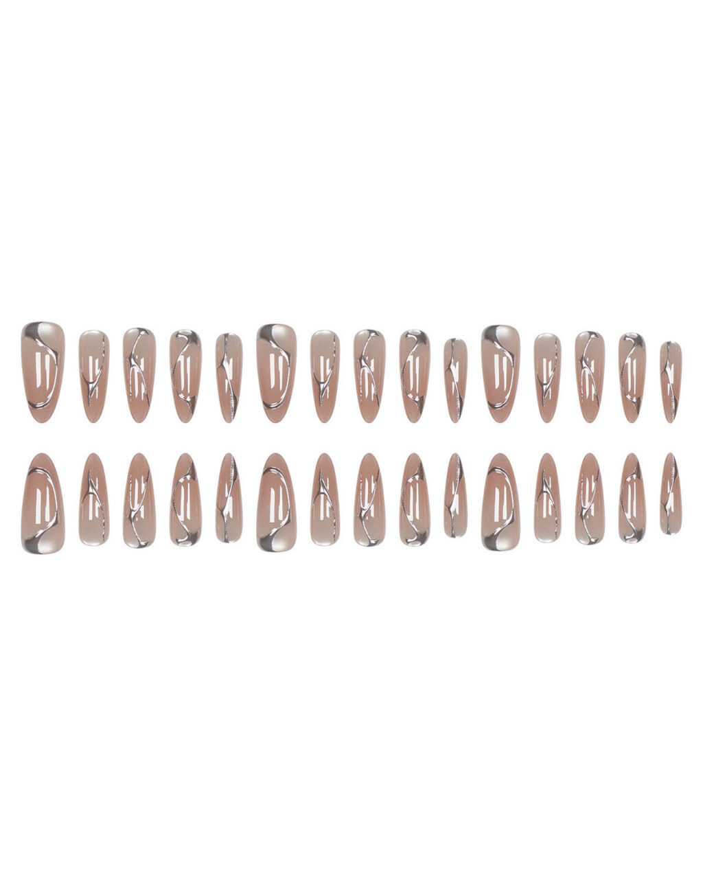 30Pcs Gilded Cat Eye Nails with Glitter - Image 4