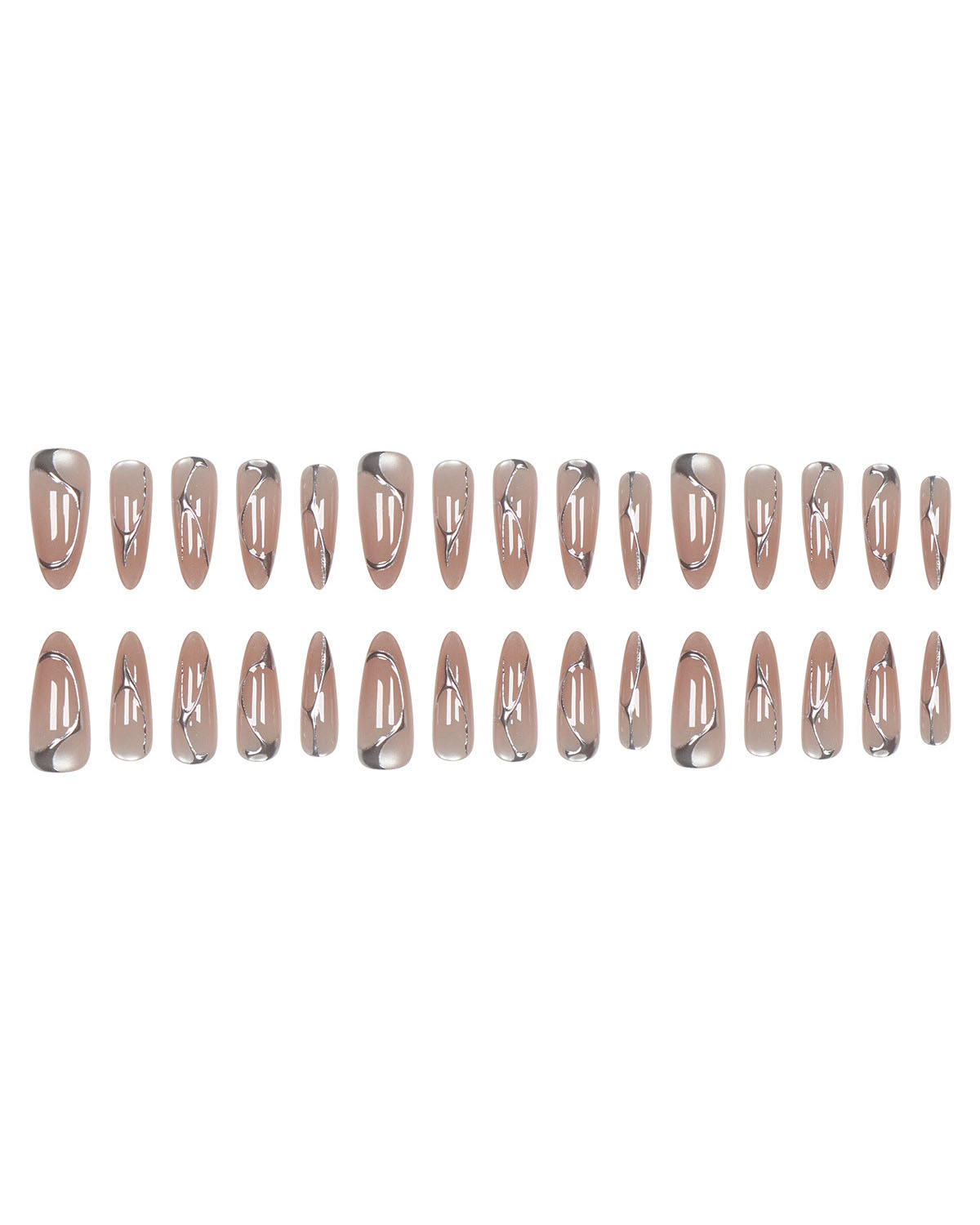 30Pcs Gilded Cat Eye Nails with Glitter - Image 4