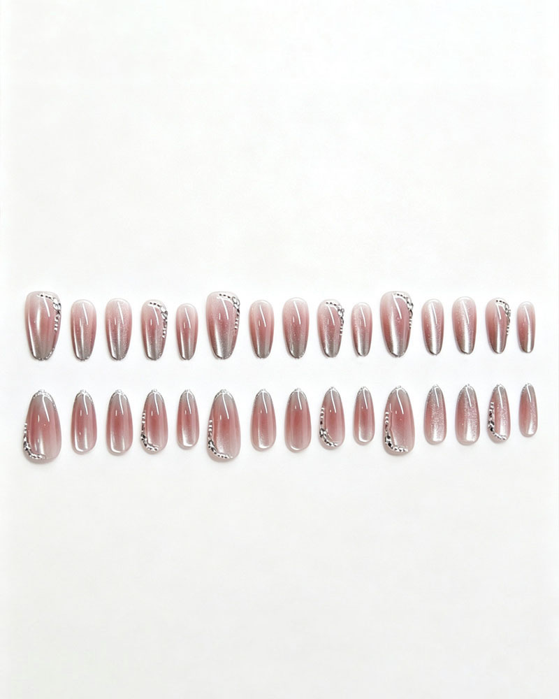Alternative view of Trendy Rhinestone Nude Cat Eye Nails Bulk